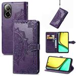 For Realme C67 4G Mandala Flower Embossed Leather Phone Case(Purple)