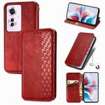 For OPPO Reno11 F 5G Cubic Grid Pressed Magnetic Leather Phone Case(Red)