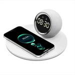 K22T 15W Multifunctional Rotatable Clock Night Light Wireless Fast Charger, Color: White
