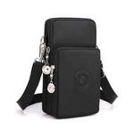 Crossbody Mobile Phone Bag Vertical Wallet Arm Bag With Headphone Hole(Black)