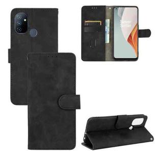 For OnePlus Nord N100 Solid Color Skin Feel Magnetic Buckle Horizontal Flip Calf Texture PU Leather Case with Holder & Card Slots & Wallet(Black)