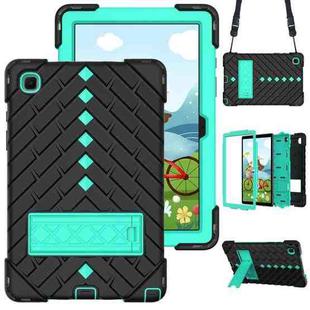 Shockproof Rhombus Robot PC + Silicone Protective Case with Holder & Shoulder Strap For Samsung Galaxy Tab A7 10.4 (2020)(Black+Mint Green)