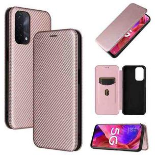 For OPPO A93 5G Carbon Fiber Texture Horizontal Flip TPU + PC + PU Leather Case with Card Slot(Pink)