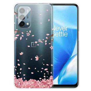 For OnePlus Nord N200 5G Colored Drawing Pattern High Transparent TPU Protective Case(Fallen Cherry Blossoms)