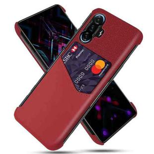 For Xiaomi Redmi K40 Gaming Cloth Texture PC + PU Leather Back Cover Shockproof Case with Card Slot(Red)