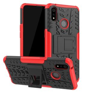For OPPO Realme 3 Pro Tire Texture Shockproof TPU+PC Protective Case with Holder(Red)