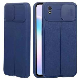 For Xiaomi Redmi 9A Litchi Texture Sliding Camshield TPU Protective Phone Case(Blue)