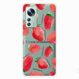 For Xiaomi 12 / 12X 5G Colored Drawing Pattern Highly Transparent TPU Protective Case(Love Strawberry)