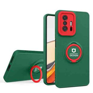 For Xiaomi 11T / 11T Pro Eagle Eye Ring Holder Phone Case(Dark Green + Red)
