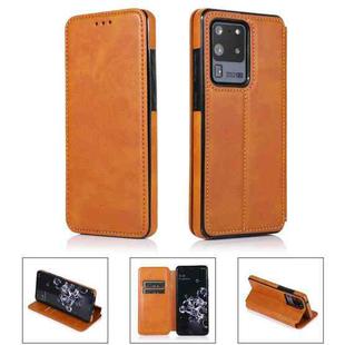 For Samsung Galaxy S20 Ultra 5G Card Slots Flip Leather Phone Case(Khaki)