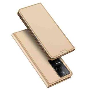 For Xiaomi Poco F4 5G/Redmi K40S DUX DUCIS Skin Pro Series Flip Leather Phone Case(Gold)