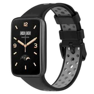 For Xiaomi Mi Band 7 Pro Two-Color Breathable Silicone Watch Band(Black+Grey)