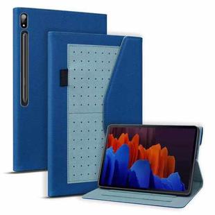 For Samsung Galaxy Tab S8+ / S7+ Business Storage Smart Leather Tablet Case(Blue)