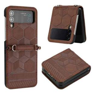 For Samsung Galaxy Z Flip3 5G Football Texture Leather Phone Case(Brown)