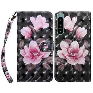 For Sony Xperia 5 IV 3D Painted Leather Phone Case(Pink Flower)