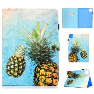 For iPad Pro 11 (2020) Sewing Thread Horizontal Painted Flat Leather Tablet Case with Sleep Function & Pen Cover & Anti Skid Strip & Card Slot & Holder(Pineapple)