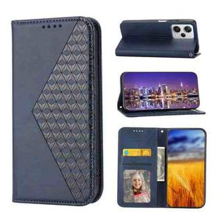 For Xiaomi Redmi Note 12 Pro+ China Cubic Grid Calf Texture Magnetic Leather Phone Case(Blue)
