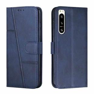 For Sony Xperia 5 IV Stitching Calf Texture Buckle Leather Phone Case(Blue)