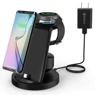For Type-C Cellphone&Earphone / Samsung Watch Series W-05 4 in 1 Wireless Charger Bracket, US Plug(Black)
