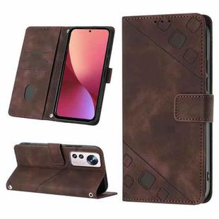 For Xiaomi 12 Skin-feel Embossed Leather Phone Case(Brown)