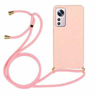For Xiaomi 12 / 12X Wheat Straw Material + TPU Phone Case with Lanyard(Pink)