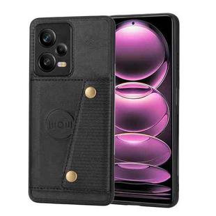 For Xiaomi Redmi Note 12 Pro+ 5G Global Double Buckle Magnetic Phone Case(Black)