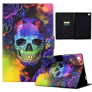 For Samsung Galaxy Tab A7 10.4 2020 T500 Coloured Drawing Smart Leather Tablet Case(Skull)
