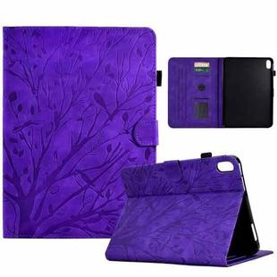 For iPad mini 2021 / mini 6 Fortune Tree Pressure Flower PU Tablet Case with Wake-up / Sleep Function(Purple)