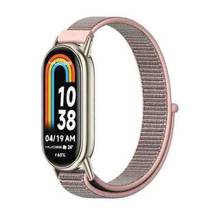 For Xiaomi Mi Band 8 Mijobs Breathable Nylon Loop Watch Band(Pink Light Gold)