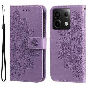 For Xiaomi Redmi Note13 Pro 5G Global 7-petal Flowers Embossing Leather Phone Case(Light Purple)