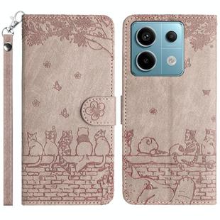 For Xiaomi Redmi Note 13 Pro 5G Cat Embossing Pattern Leather Phone Case with Lanyard(Grey)