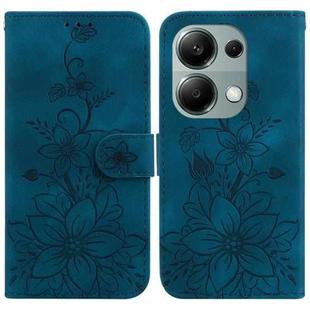 For Xiaomi Redmi Note 13 Pro 4G Lily Embossed Leather Phone Case(Dark Blue)