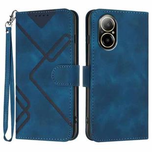 For Realme C67 4G Global Line Pattern Skin Feel Leather Phone Case(Royal Blue)