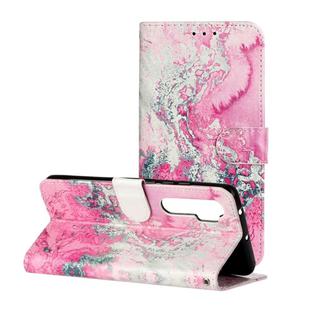 For Xiaomi Mi Note 10 Lite Colored Drawing Marble Pattern Horizontal Flip PU Leather Case with Holder & Card Slots & Wallet(Pink Sea Water)