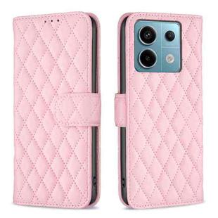 For Xiaomi Redmi Note 13 Pro 4G Global Diamond Lattice Wallet Leather Flip Phone Case(Pink)