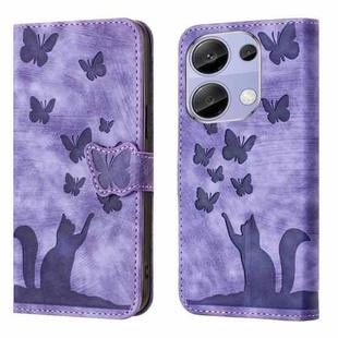 For Xiaomi Redmi Note 13 Pro 4G Butterfly Cat Embossing Flip Leather Phone Case(Purple)