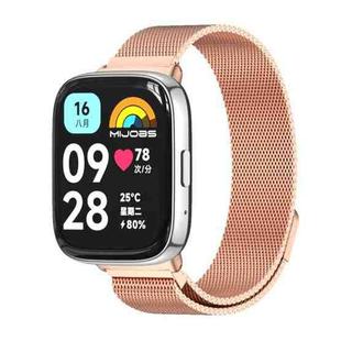 For Redmi Watch 3 Lite / Watch 3 Active Mijobs Milan Magnetic Metal Watch Band(Rose Gold)