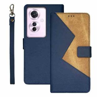 For OPPO Reno11 F idewei Two-color Splicing Leather Phone Case(Blue)