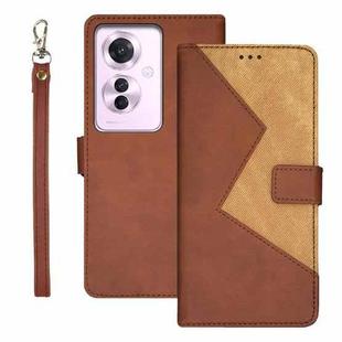 For OPPO Reno11 F idewei Two-color Splicing Leather Phone Case(Brown)