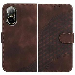 For Realme C67 4G Global YX0060 Elephant Head Embossed Phone Leather Case with Lanyard(Coffee)