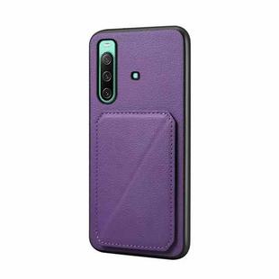 For Sony Xperia 10 IV D04 Calf Texture Dual Card Slot Holder Phone Case(Purple)