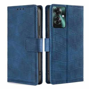 For OPPO Reno11 F 5G Skin Feel Crocodile Magnetic Clasp Leather Phone Case(Blue)