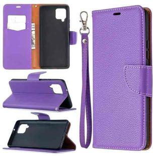 For Samsung Galaxy A42 5G Litchi Texture Pure Color Horizontal Flip PU Leather Case with Holder & Card Slots & Wallet & Lanyard(Purple)