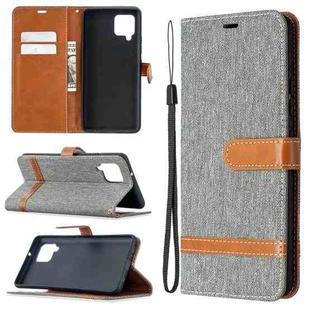 For Samsung Galaxy A42 5G Color Matching Denim Texture Horizontal Flip Leather Case with Holder & Card Slots & Wallet & Lanyard(Grey)