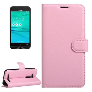 For Asus ZenFone GO / ZB452KG Litchi Texture Horizontal Flip Leather Case with Magnetic Buckle & Holder & Card Slots & Wallet(Pink)