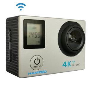 HAMTOD H12 UHD 4K WiFi  Sport Camera with Waterproof Case, Generalplus 4247, 0.66 inch + 2.0 inch LCD Screen, 170 Degree Wide Angle Lens (Silver)