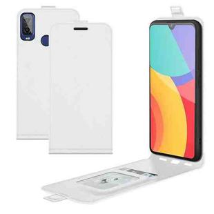 For Alcatel 1L 2021 R64 Texture Single Vertical Flip Leather Protective Case with Card Slots & Photo Frame(White)