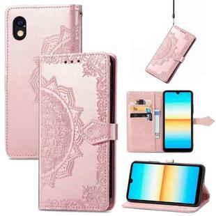 For Sony Xperia Ace III Mandala Flower Embossed Leather Phone Case(Rose Gold)