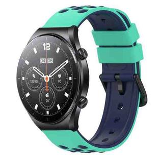 For Xiaomi MI Watch S1 Pro 22mm Two-Color Porous Silicone Watch Band(Lime Green+Blue)