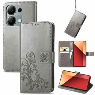 ForXiaomi Redmi  Note 13 Pro 4G Four-leaf Clasp Embossed Leather Phone Case(Gray)